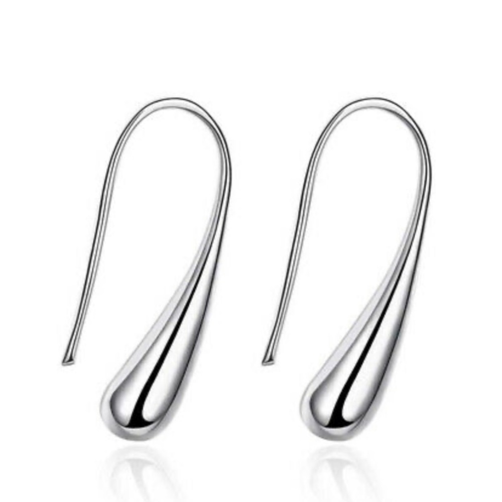NEW Simple Stamped 925 Silver Earrings A Pair/set - Picture 2 of 5